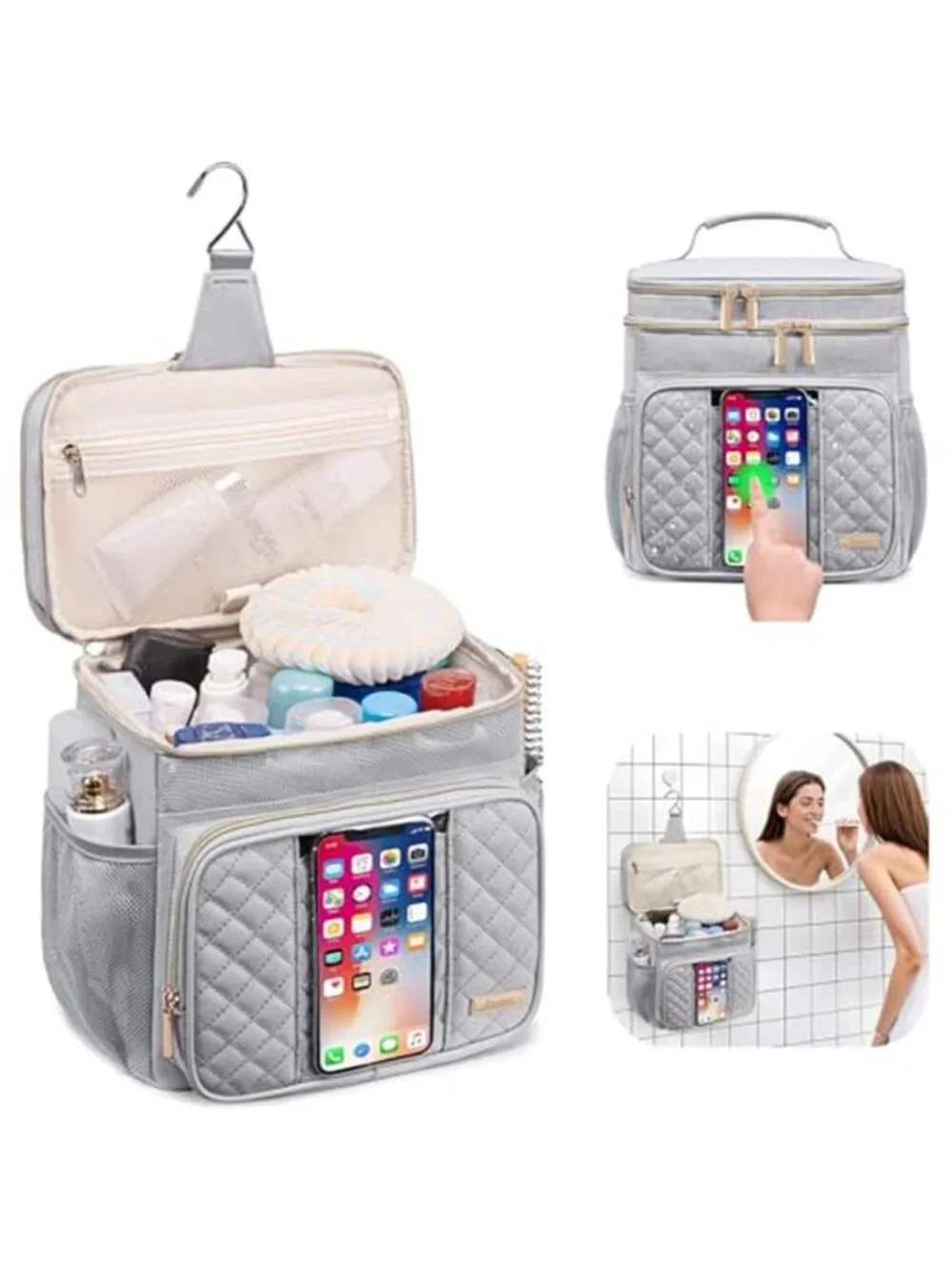 Hanging Shower Caddy Travel Toiletry Bag College Dorm Bathroom Organizer Tote